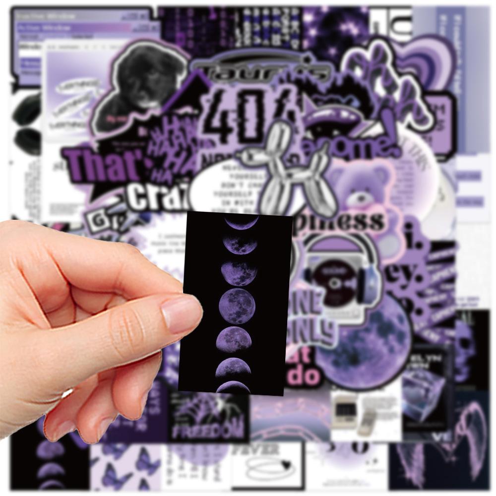 10/30/60pcs Sweet Cool Cartoon Graffiti Stickers Black Purple Art Decals DIY Guitar Laptop Notebook INS Style Sticker