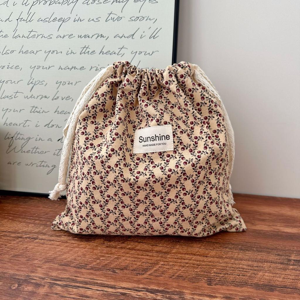 Retro Abraded Cotton Baby Items Storage Bag Diaper Pouch Drawstring Bundle Bags Cosmetic Portable Travel Makeup Bags