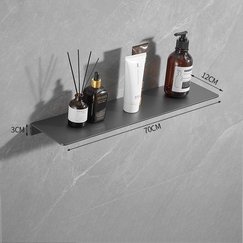 Gunmetal Gray Wall-Mounted Bathroom Storage Rack - Double Layer, No-Drill Shelves