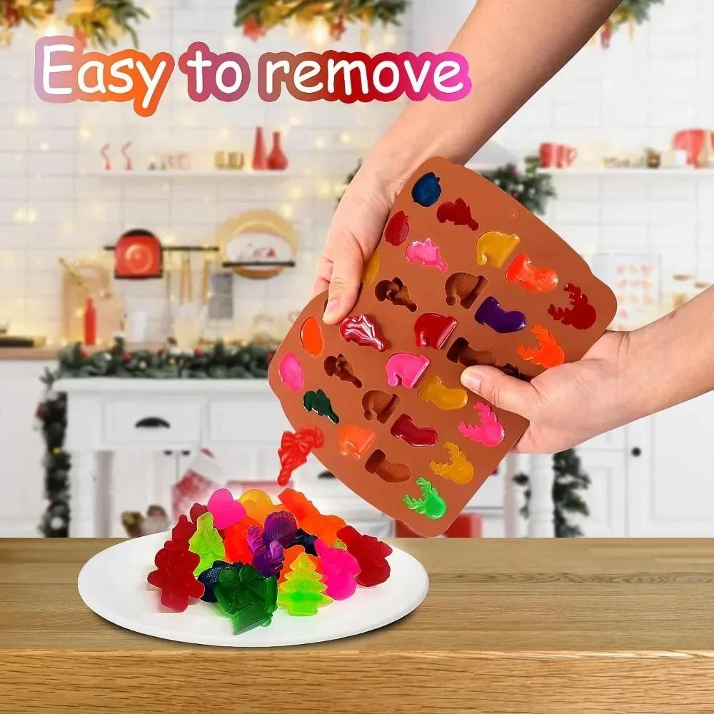 Christmas Silicone Chocolate Mold Gingerbread Man Xmas Tree Snowman Gloves Gummy Candly Mould Kitchen Party DIY Baking Tool