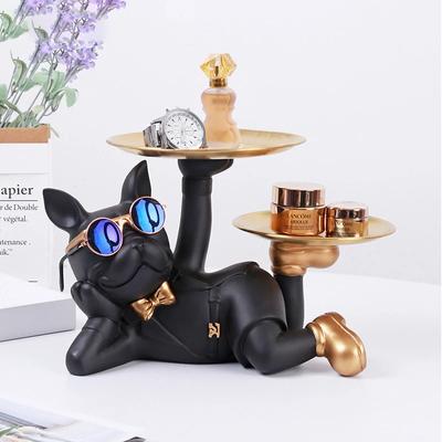 Wohnkultur Bulldog Desktop Lagerung Statue Tier Skulptur Esstisch Dekor Multifunktionale Büro Home Dekoration Tablett Dekor