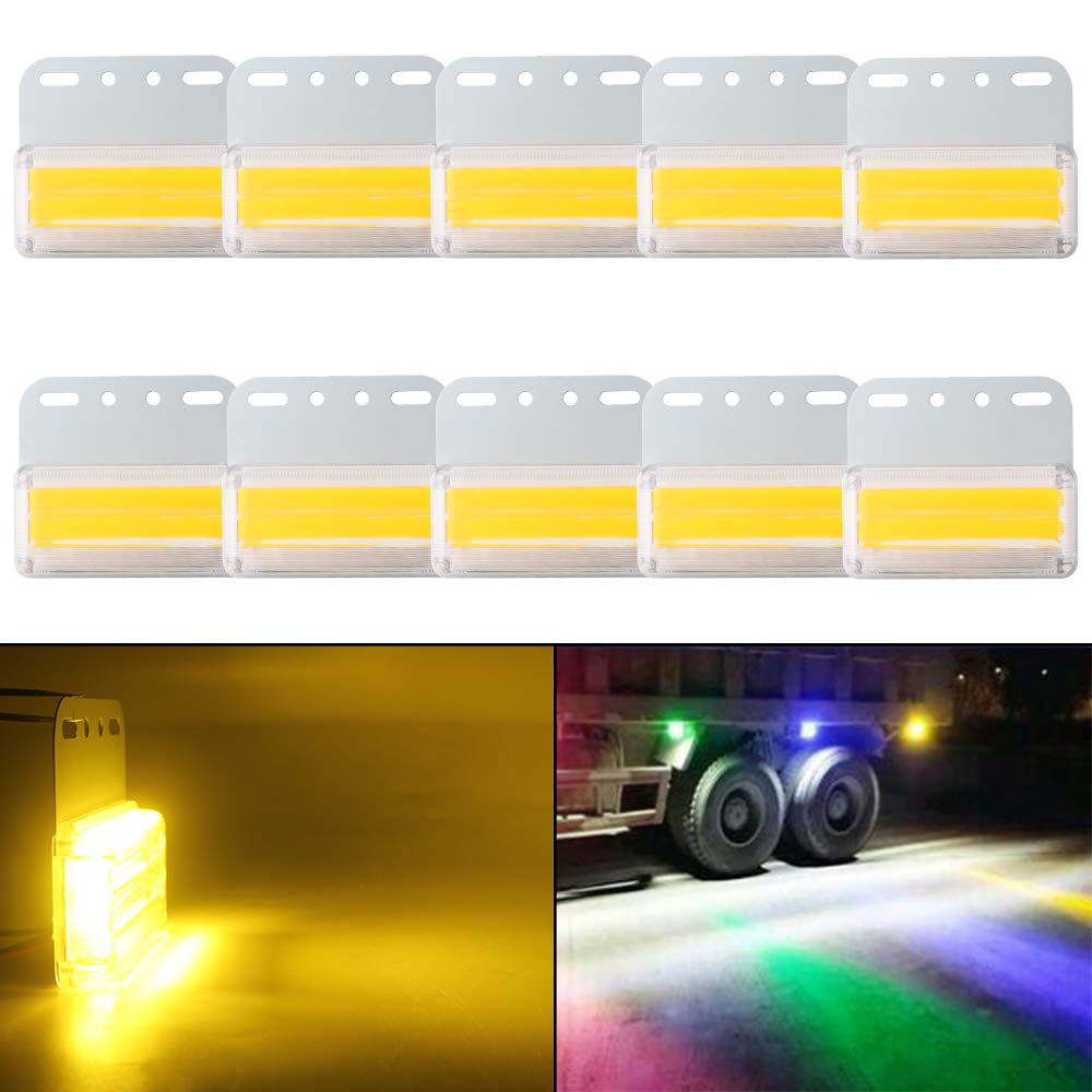 

YongMing 24V Waterproof LED Side Marker 42 COB for 10 Pieces Lamps, Downlights, Yellow, Trucks,