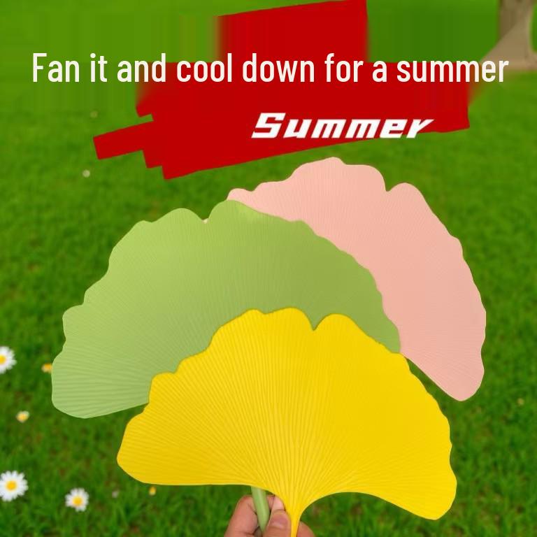 Durable Artistic Ginkgo Leaf Round Summer Fan - Essential for Students