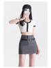 American Spicy Black Sexy High-Waist A-Line Midi Skirt for Plus Size Women
