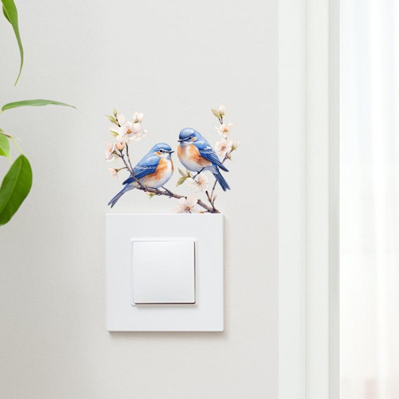 Bunte Äste, Vögel, Schlafzimmer, Wohnzimmer, Schalteraufkleber, Heimdekoration, Verschönerungswandaufkleber