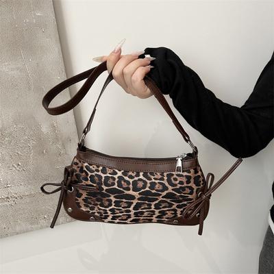 Bag Ladies Fashion New Bow Leopard Print One Shoulder Portable Underarm Bag Fashion Popular Bag