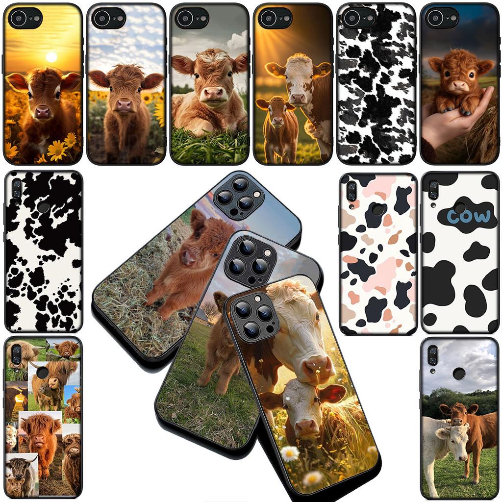 Cow Print Wallpaper Silicone Cover for Apple iPhone 17 12 13 Pro Max Mini ProMax 7 + 8 Plus Air 8+ Coque Phone Case