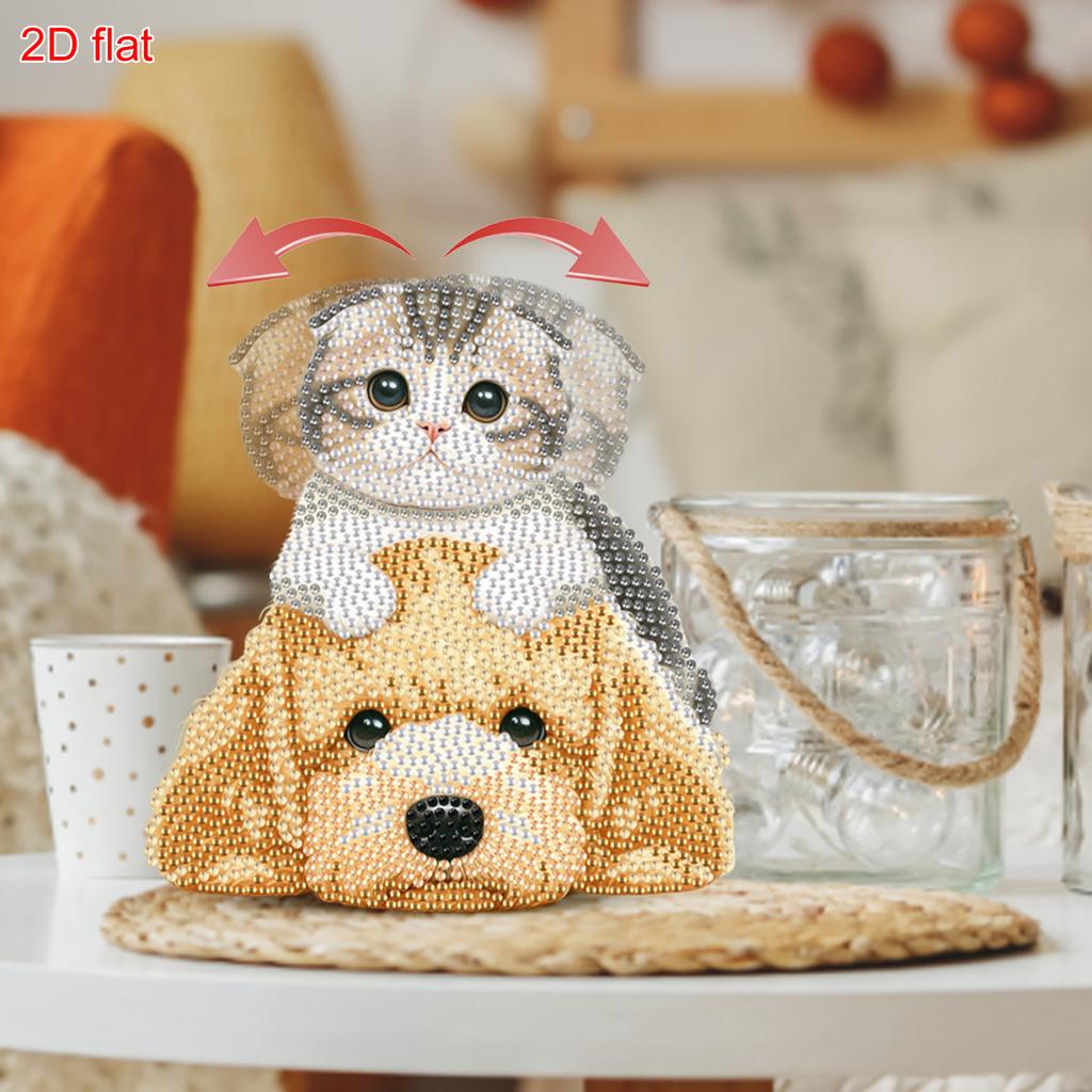 DIY 2D Flat Print Acrylic Diamond Painting Desktop Decorations with Head Shaking Function for Adults/Beginners Gift Home Decor
