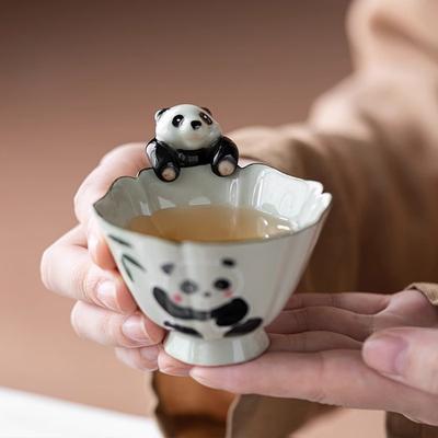 Creative Chinese Style Ceramic Panda Tea Pet Pendant Master's Cup Lid Bowl Decoration Cute Ornament Cover Accessories