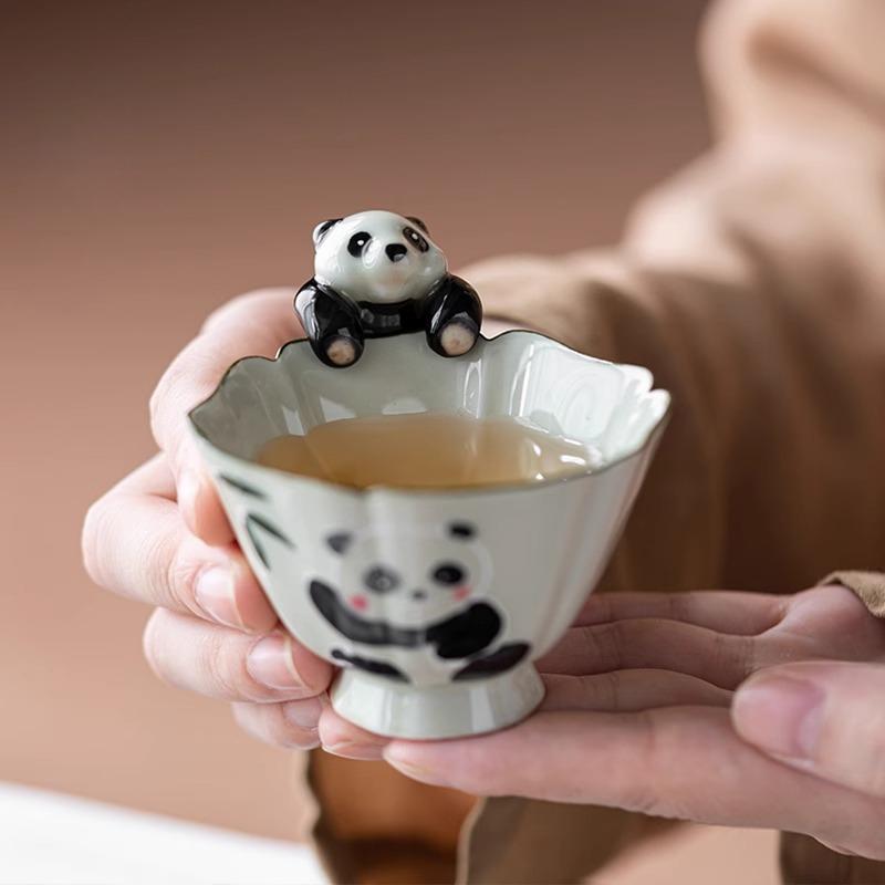 Kreativer Keramik-Panda-Tee-Anhänger im chinesischen Stil, Meistertassen-Deckel, Schüsseldekoration, niedliche Ornamentabdeckung, Zubehör