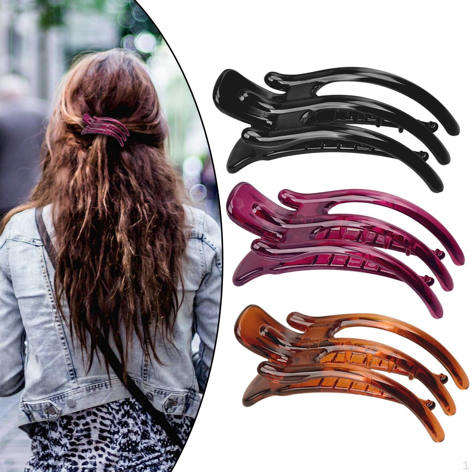 

3 шт. Зажимы для волос Когти Челюсть Сильная фиксация Прочные Аксессуары Зажимы для Женщин Длинные Вьющиеся Волнистые