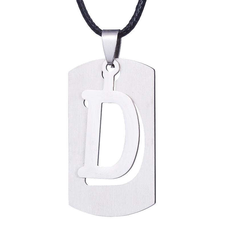 ZRM Jewelry Stainless Steel 26 English Alphabet Pendant Necklace Men Jewelry Personality Hollow Letter Pendant Friends Gifts