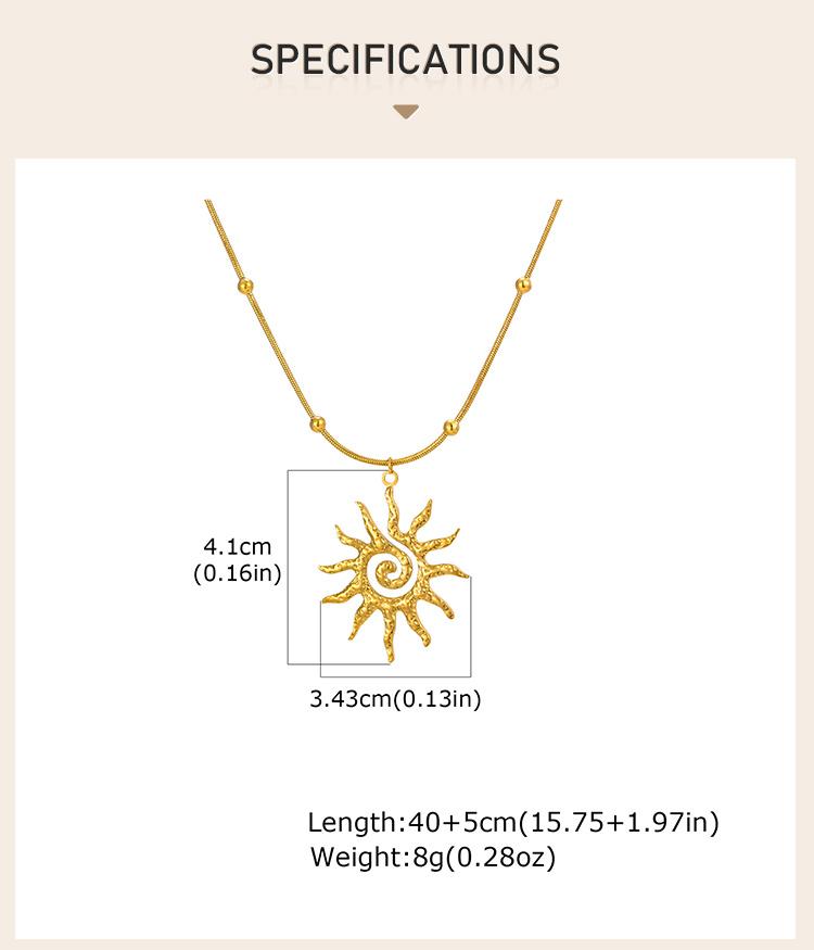 Dainty Sunburst Coin Pendant Necklace, Stainless Steel 18K PVD Gold Plated Waterproof Tarnish Free Celestial Layering Jewelry