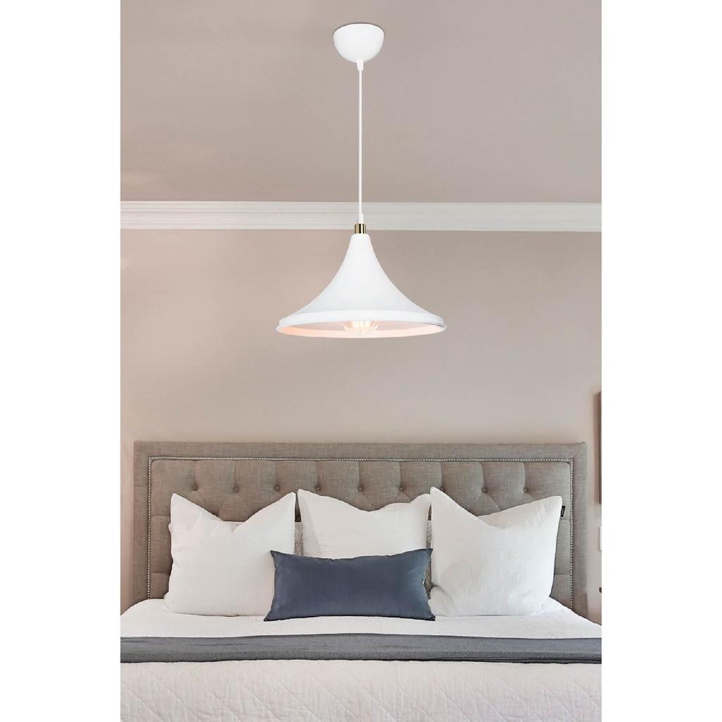 Weißer Pendelleuchter für Schlafzimmer, Wohnzimmer, Küche, Flur, Lampe