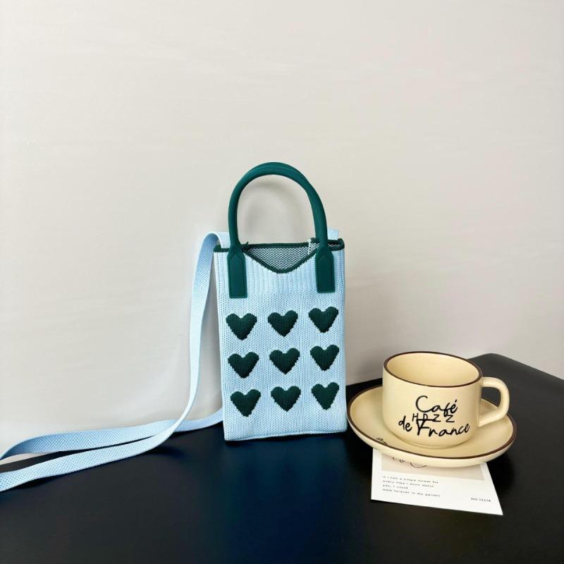 New Love Mobile Phone Bag High-end Knitted Bag Popular Cartoon Cute Portable Storage Messenger Bag