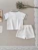 2026 Summer Baby White Polo & Shorts Embroidered Set for Boys & Girls