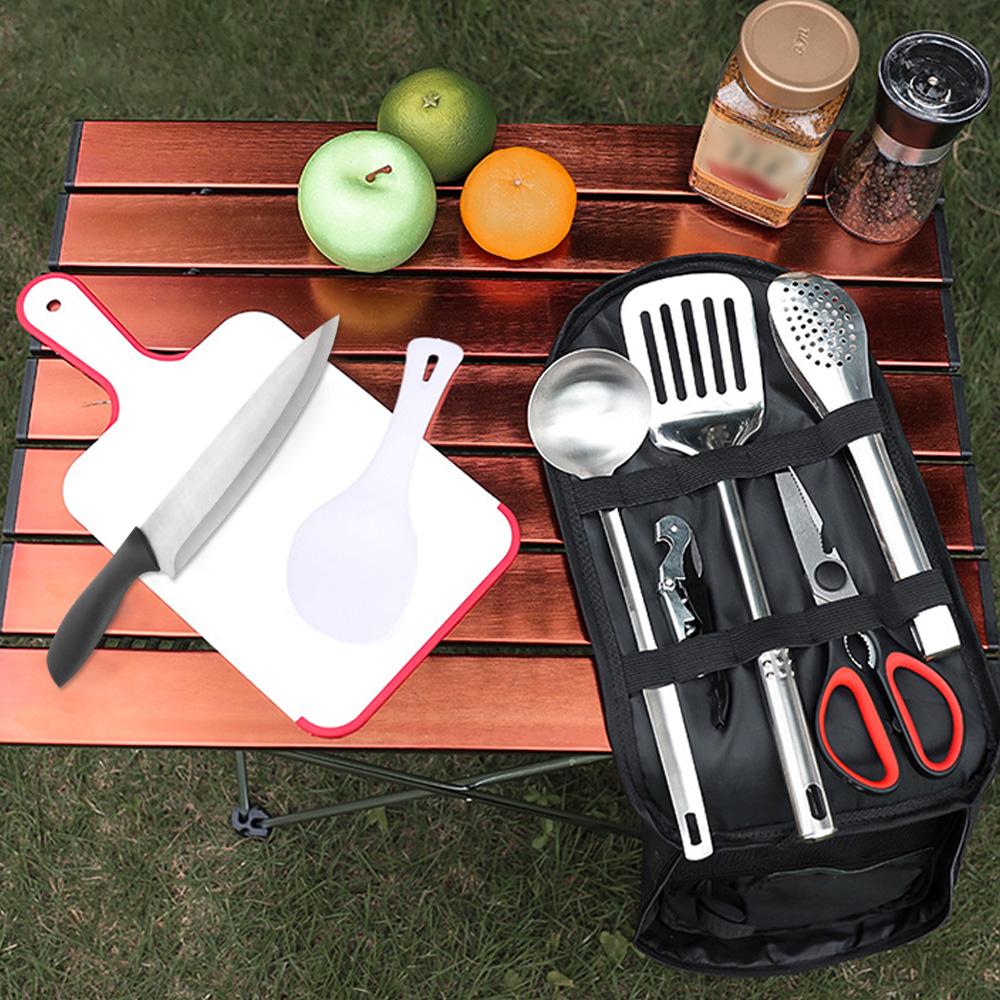 Set di Utensili da Viaggio Portatili 9 pezzi Acciaio Inossidabile Set di Pentole da Cucina da Campeggio Utensili da Cucina per