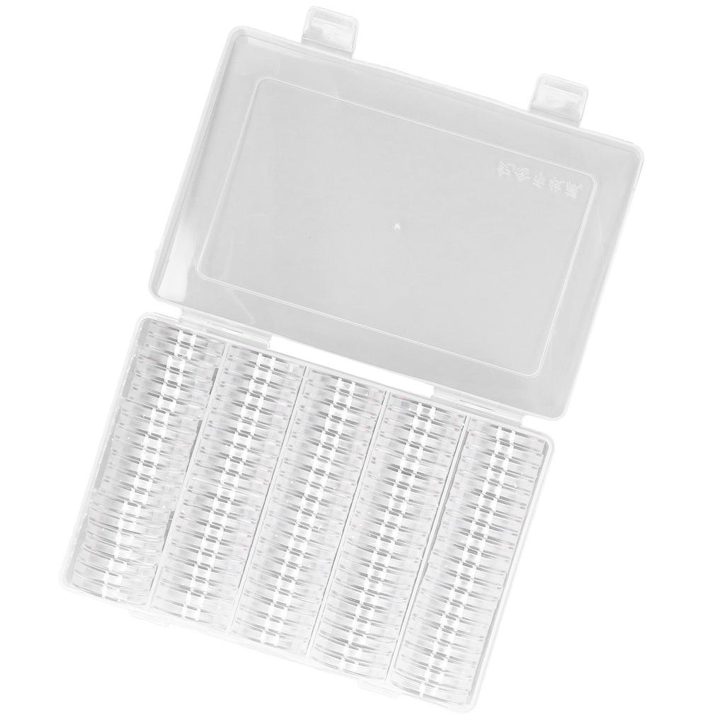 Coin Holder 100 Pieces Storage Plastic Transparent Coin Storage Box with Coin Capsules for Coin