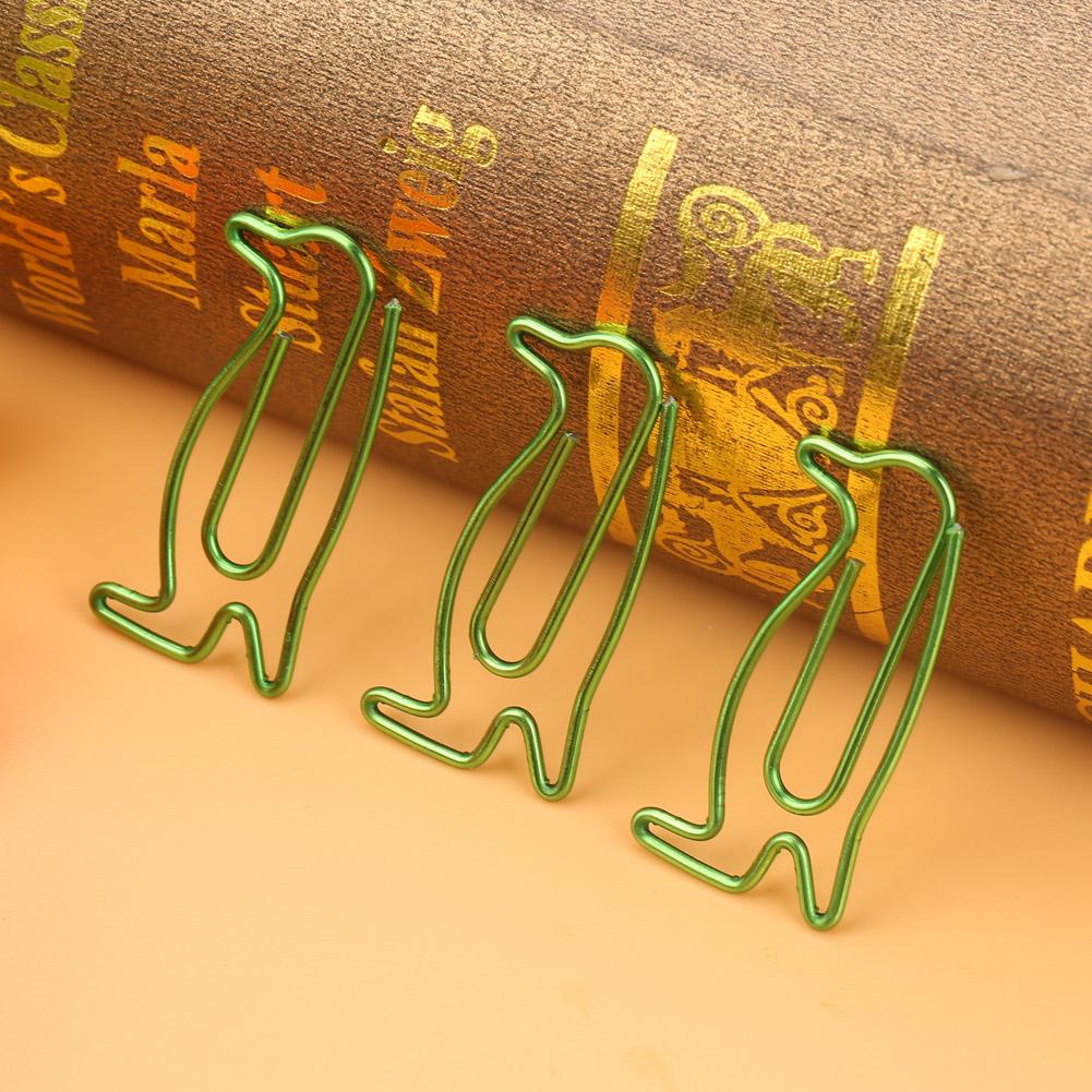20Pcs Green Iron Penguin Shape Clip Bookmark Marking Stationery School Supplies