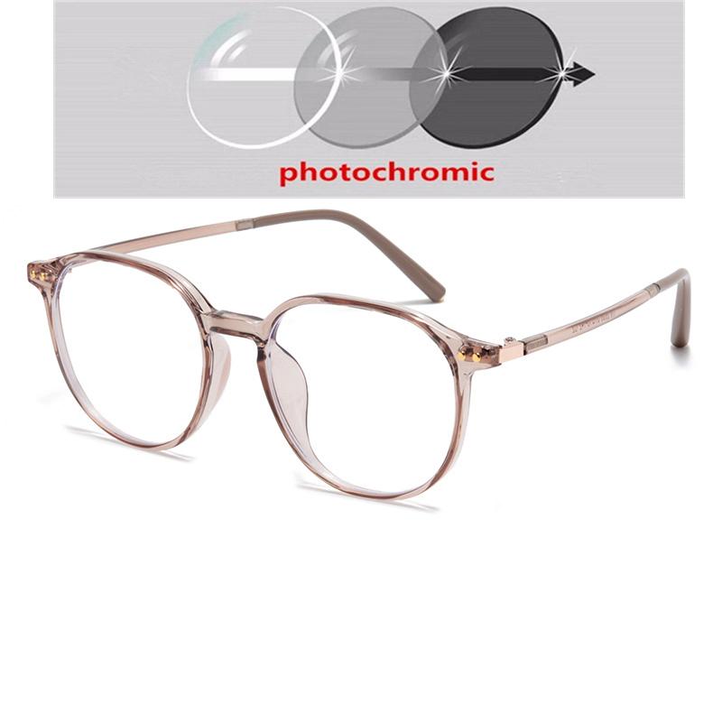 Transparent Tea Frame Oval Myopic Glasses Women 156 Single Anti Blue Rays Prescription Spectacles Diopter 0 -0.5 -0.75 To -6