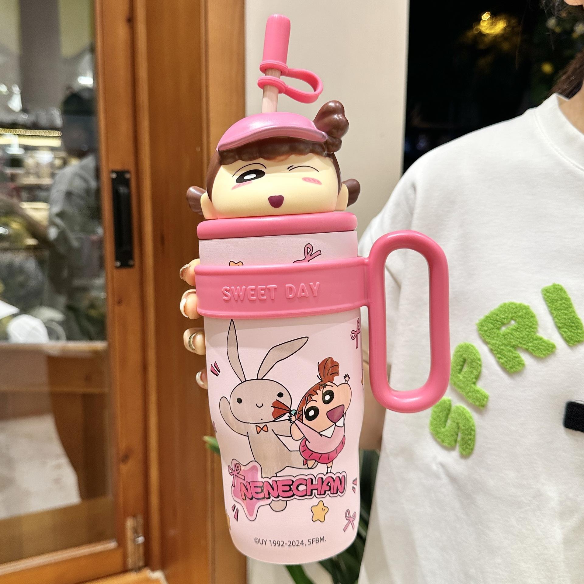 

Large handle water cup 316 stainless steel children s thermos cup New cute large capacity straw cup Single cup