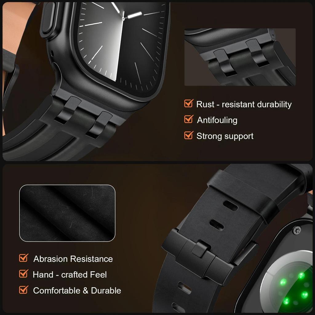 Leather Watch Band for Apple Watch Strap 49mm 46mm 45mm 44mm Luxury Man Bracelet for iWatch Ultra 3 Series 11 10 9 8 7 6 SE Band