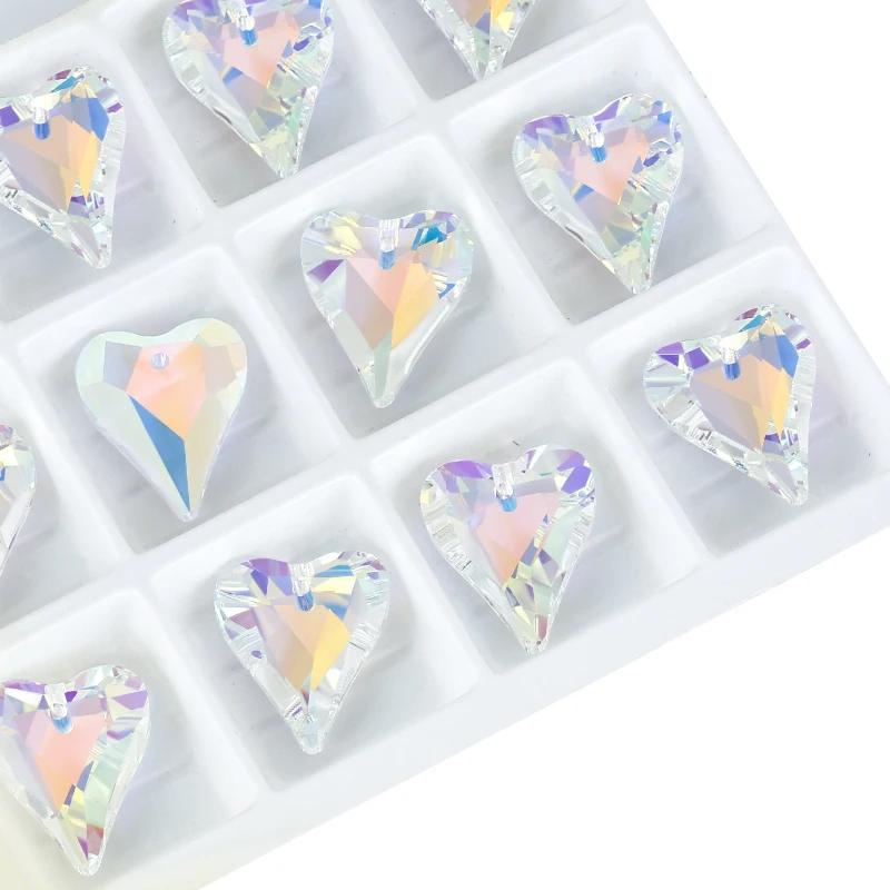 6240 Crystal Wild Heart Charms Glass Austria Loose Beads Pendant Rhinestones for DIY Earring Necklace Jewelry Accessories 12Pcs