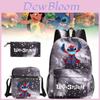 Adorable Stitch Print School Backpack Set Breathable Waterproof Oxford Fabric For Kids
