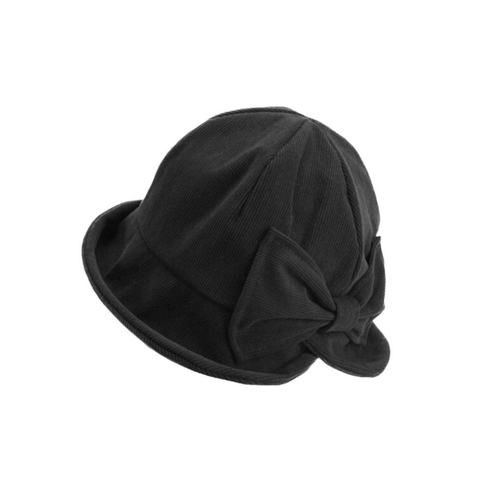 Small Brim Corduroy Bucket Hat Bowknot Basin Cap Vintage Fisherman Cap Lady Accessory