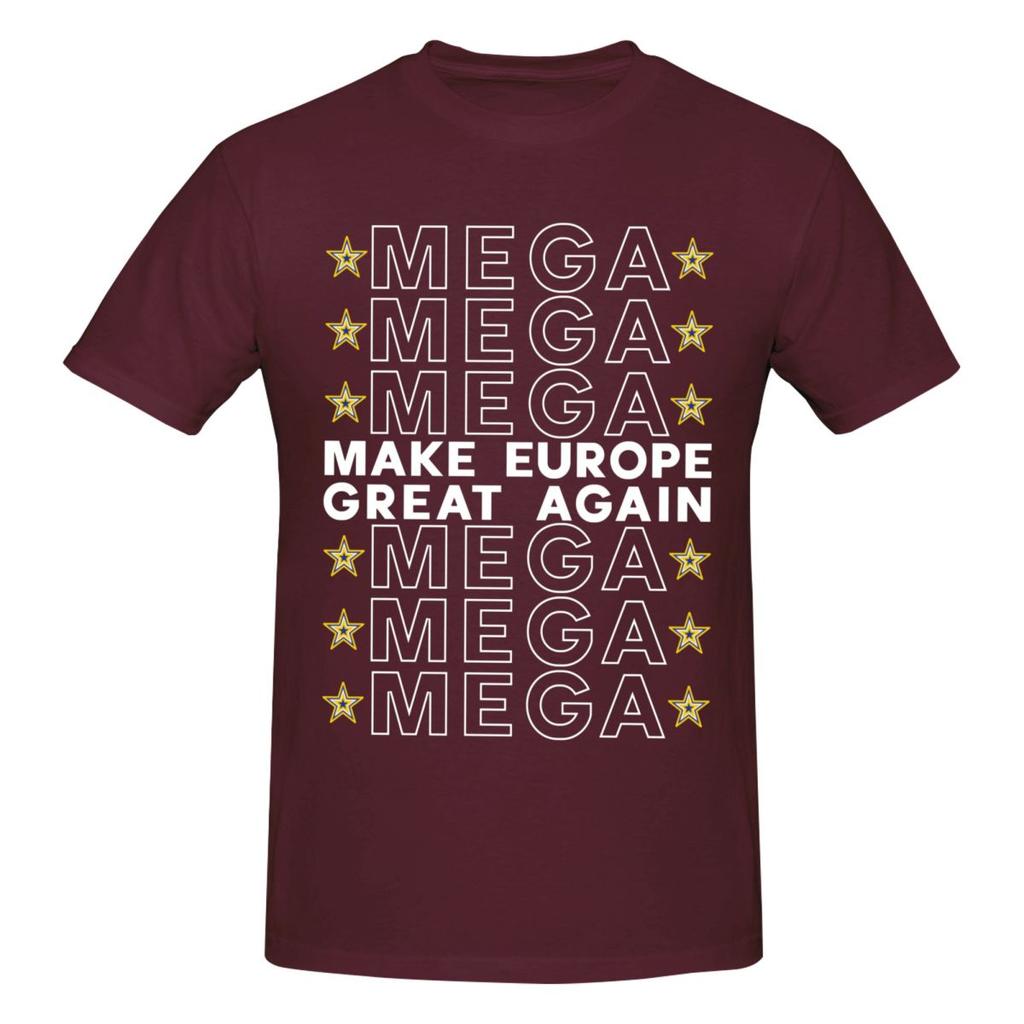 Unisex Mega Make Europe Great Again Fun T Shirt Vintage Cotton Crewneck Tshirt
