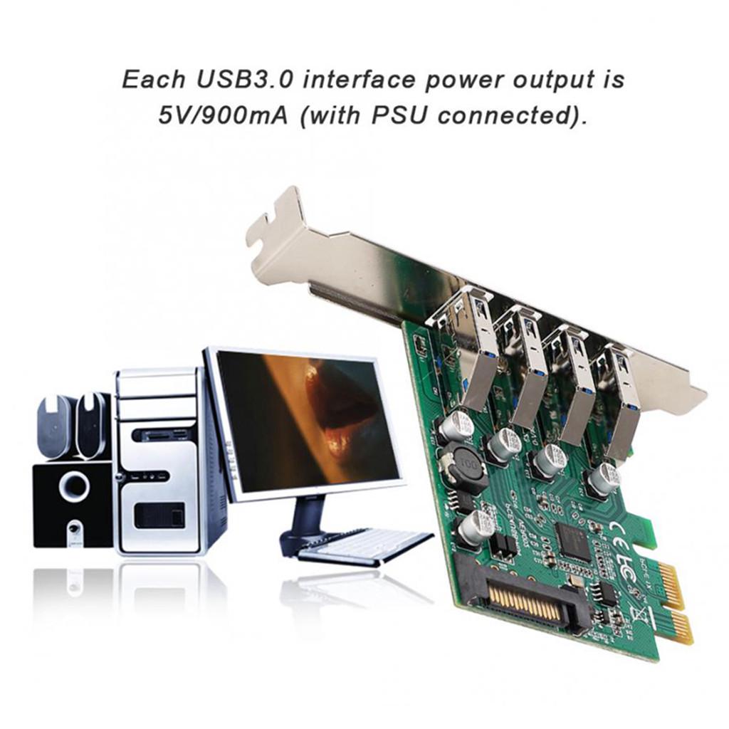 Buy 4 Port USB 3.0 Expansion PCI Express Interface Card PCIe USB3.0 Hub