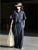 Louvre Summer Korean Retro Wide-Leg Breathable Sun Protection Jeans for Women