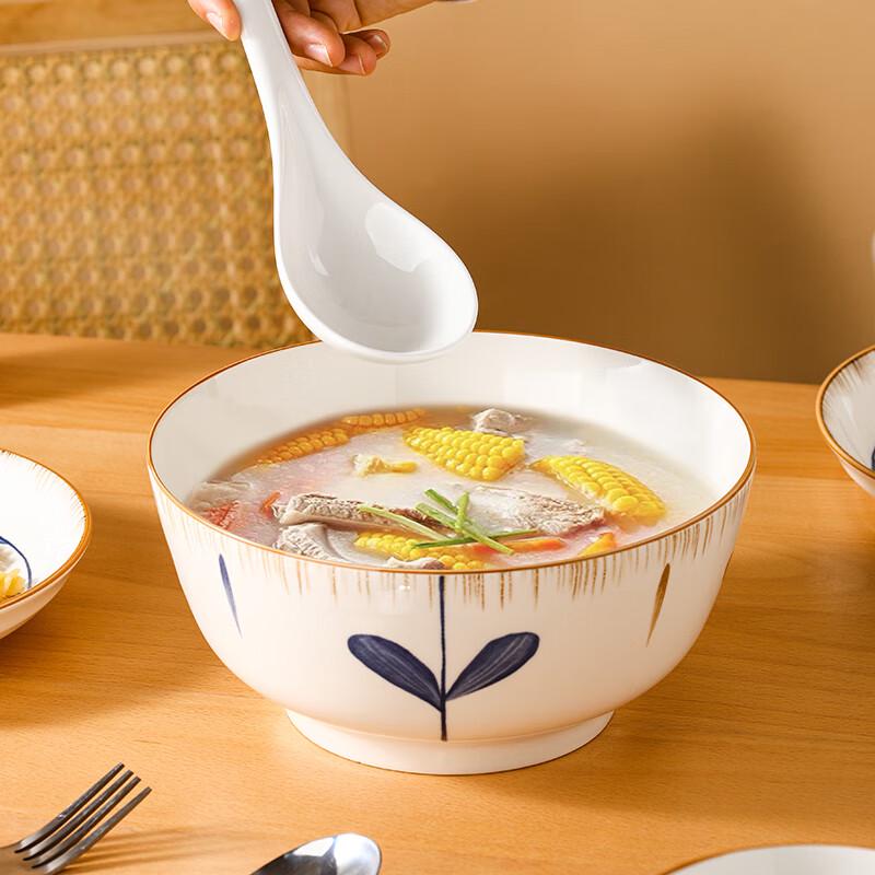 Japanese Style Large Ceramic Soup Bowl Set
