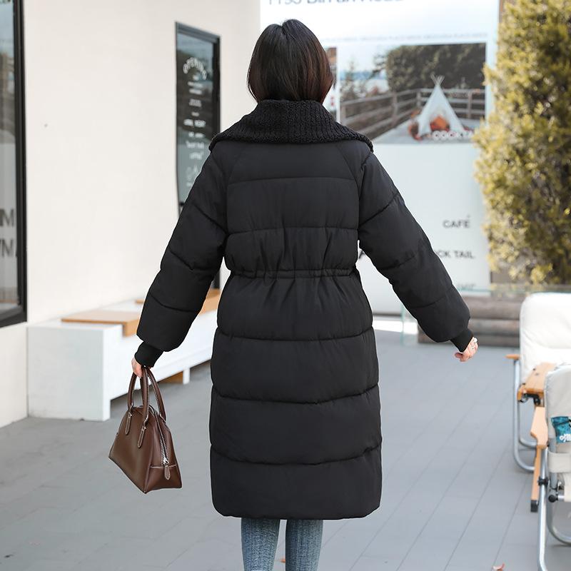 Winter Lapel Down Cotton-padded Jacket Women's Long Thick Short Cotton-padded Jacket Korean Waist Cotton-padded Jacket