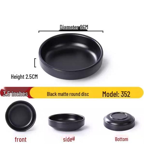 Black Melamine Dipping & Snack Dish with 2-3 Compartments