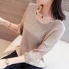 Frühling und Herbst Hohl Hoodie Mittelärmeliges Strickhemd Damen Unterteil Pullover Damen Lose Außenoberteil Dünn