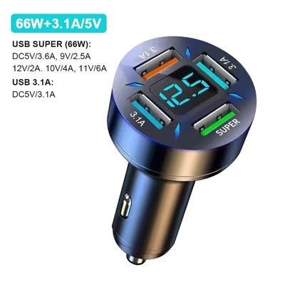 Chargeur de téléphone de voiture à Charge rapide 66W, adaptateur USB-A USB-C QC3.0, Charge rapide pour Smartphone, ordinateur portable, DVR