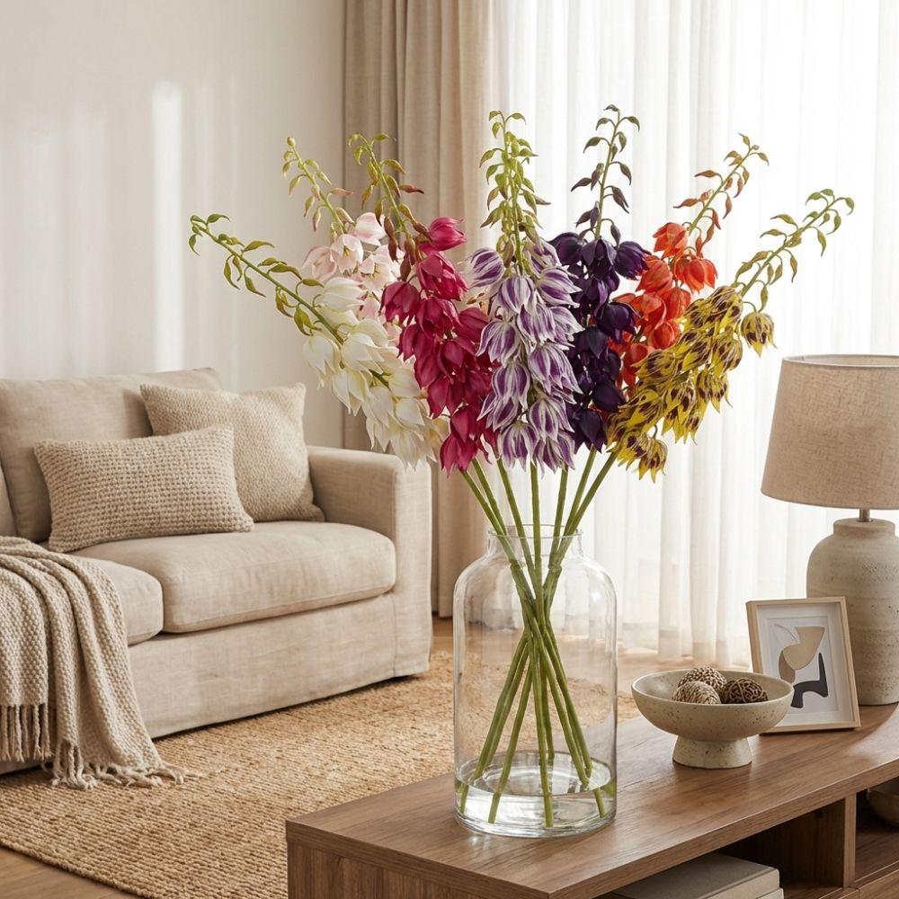 Plastic Yucca Flower Branch Bell Shaped Hanging Bell Flower Artificial Yucca Stem Living Room