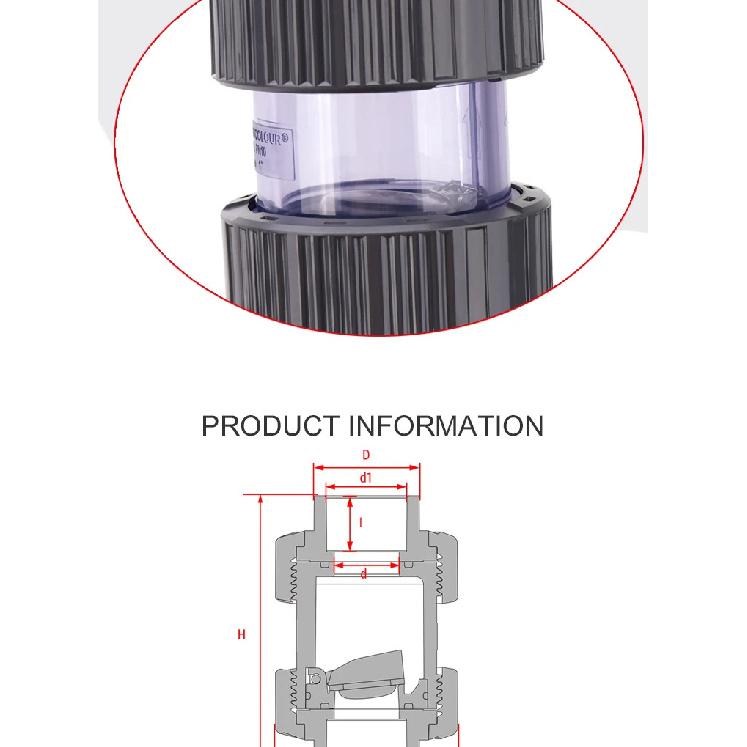 Flowcolour UPVC 25mm-32mm Gray Swing Check Valve Non-Return Flap Valve One Way Valve Fish Tank Connector Pipe Fittings