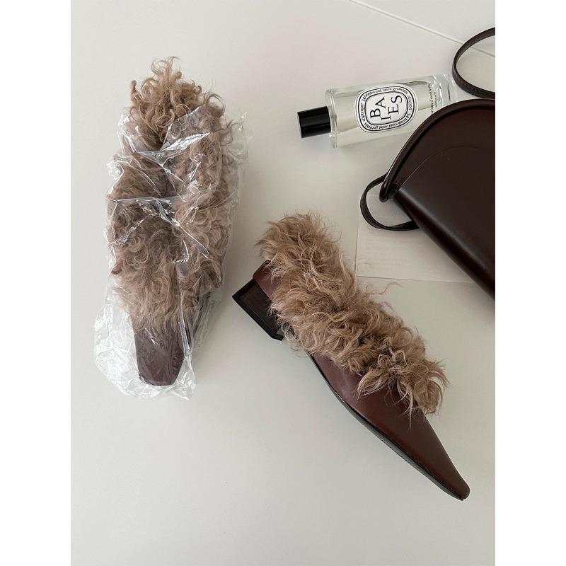 

Ben~ Retro square head thick heel Mary Jane shoes velvet single shoes women s winter commuting warm fluffy shoes 40 чёрный