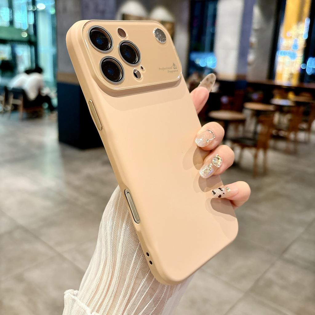 Applicable to Apple 17promax large window fragrance mobile phone case iPhone16 solid color silicone 15 matte protective case
