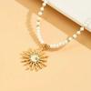 Metal Sun Star Pendant Necklaces for Women Bohemian Colorful Beads Chain Necklaces Handmade Exquisite Jewelry