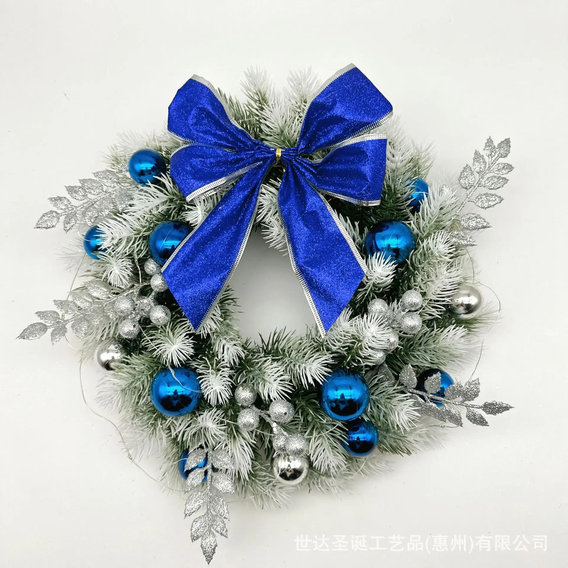 2025 Hot Christmas Wreath Pendant Christmas Simulation Flower Christmas Flower Festive Wreath Decoration Cabinet Decoration 33cm