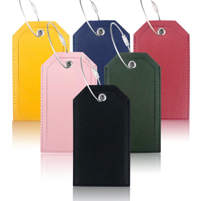 Customizable Leather Luggage Tag with Iron Rope and Paper Card