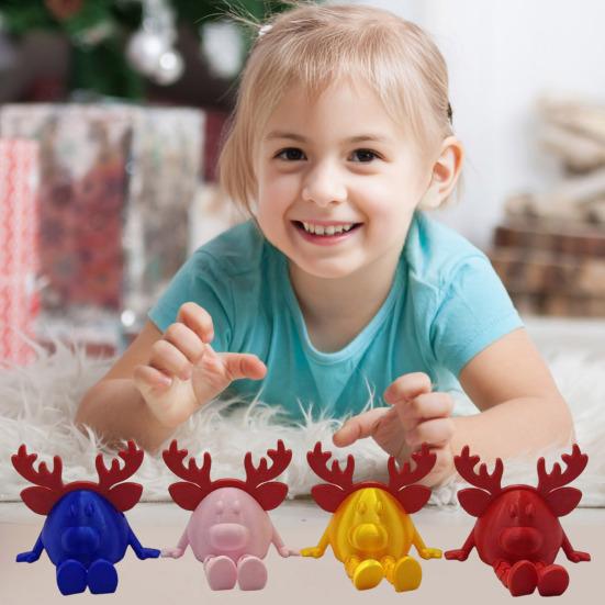3D Printed Christmas Reindeer Figurine Xmas Elk Ornament Fidget Toy with Movable