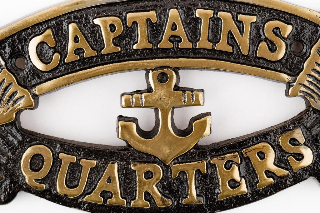 Antique Brass Captain's Quarters Sign – Vintage Nautical Maritime Wall Decor