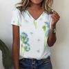 Dandelion 3D Print T-Shirts Summer Fashion Women Streetwear Casual V-Neck T Shirt Y2k Tees Top Oversized Harajuku Woman Clothing