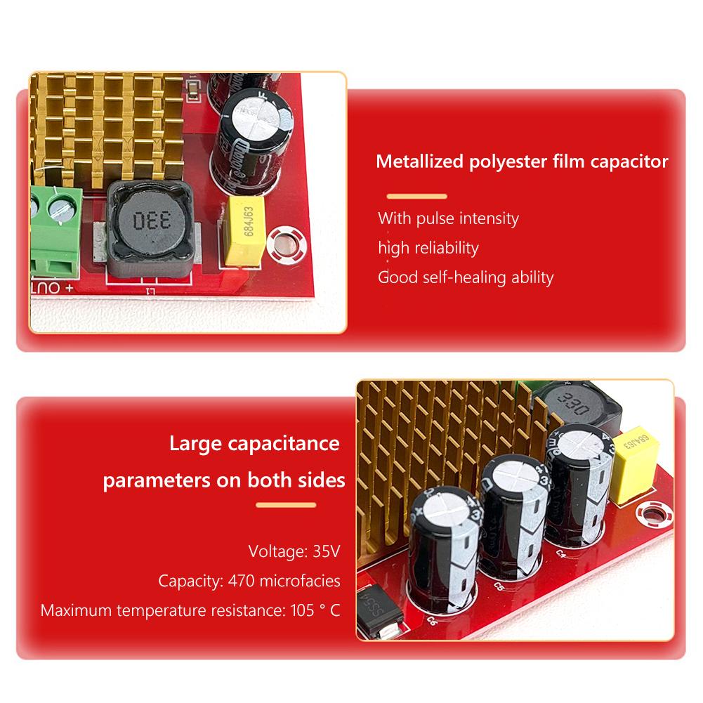 XH-M544 Digital Power Supply Audio Amplifier 150W High-power TPA3116DA Power Amplifier Board DC 12-26V Radiator for Home Theater