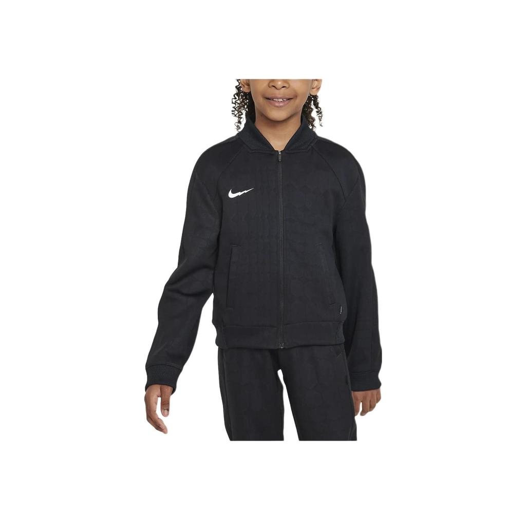 Nike Solid Color Round Neck Zipper Long Sleeve Jacket Kids jackets Black FD3126-010