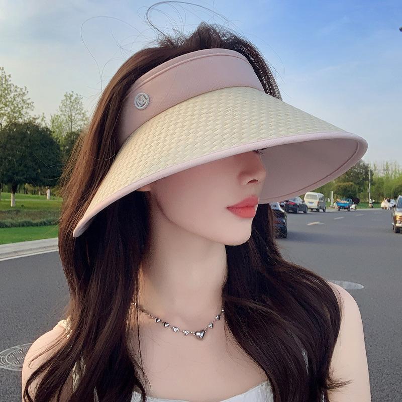 Summer New Hat Women's Big-brimmed Empty Top Hat Outdoor Cycling Sun Hat Portable Windproof Sun Hat